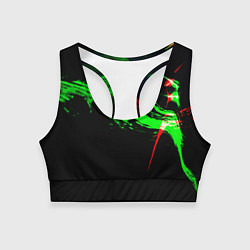 Топик спортивный женский Color black green red, цвет: 3D-принт