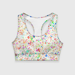 Женский спортивный топ Белый с разноцветными брызгами
