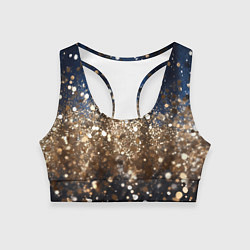 Топик спортивный женский Золотые блестки на черно-синем фоне, цвет: 3D-принт