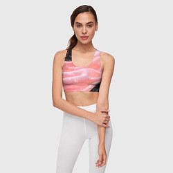 Топик спортивный женский Розовая волнистая текстура на черном, цвет: 3D-принт — фото 2