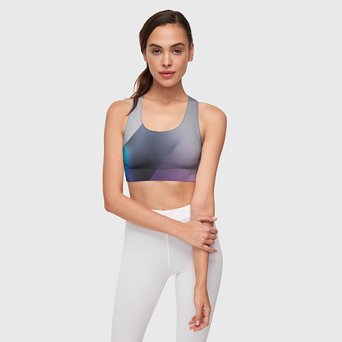 Женский спортивный топ Color grey with stripes / 3D-принт – фото 3