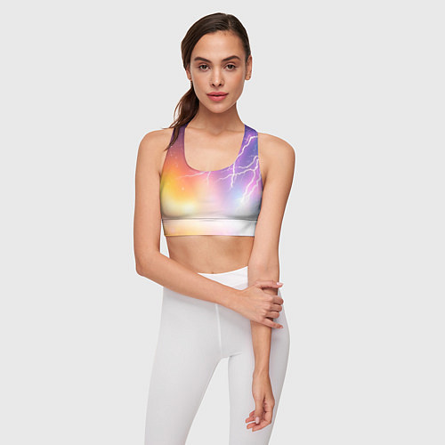 Женский спортивный топ Магический фон с молниями и звездами / 3D-принт – фото 3
