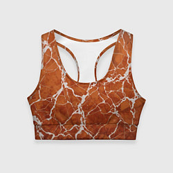 Топик спортивный женский Темно-оранжевый мрамор, цвет: 3D-принт