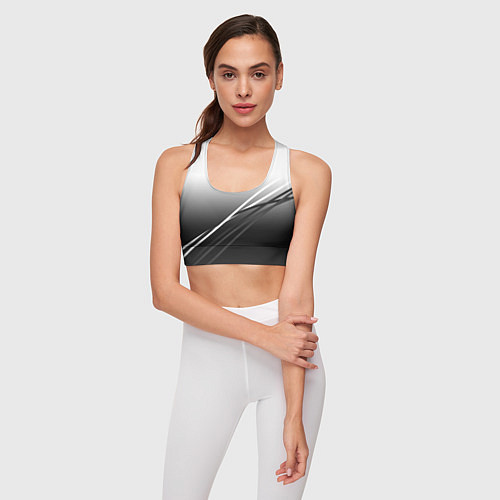 Женский спортивный топ Градиент с полосами из белого в тёмный / 3D-принт – фото 3