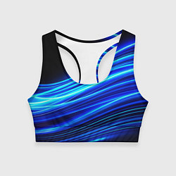 Топик спортивный женский Синие неоновые линии краски, цвет: 3D-принт