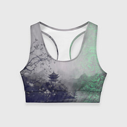 Женский спортивный топ Рыбацкий домик на берегу озера