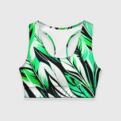 Топик спортивный женский Крупные листья абстракция, цвет: 3D-принт
