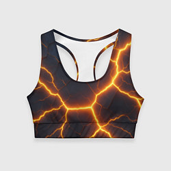 Топик спортивный женский Молнии и черные объемные плиты, цвет: 3D-принт