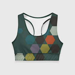 Топик спортивный женский Кластер зеленая ночь, цвет: 3D-принт