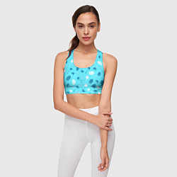 Топик спортивный женский Текстура голубой гавайской рубашки, цвет: 3D-принт — фото 2