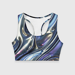 Топик спортивный женский Серебро жидкий металл, цвет: 3D-принт