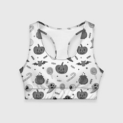Топик спортивный женский Halloween grey and white, цвет: 3D-принт