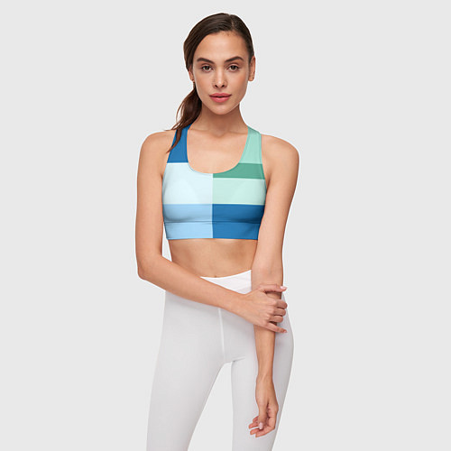 Женский спортивный топ Мятное небо колор-блок / 3D-принт – фото 3