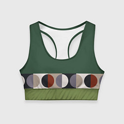 Топик спортивный женский Луна Малевича сосновый зеленый, цвет: 3D-принт