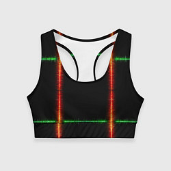 Топик спортивный женский Color green orange lines, цвет: 3D-принт