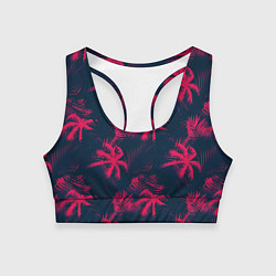 Топик спортивный женский Palm pink black, цвет: 3D-принт