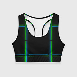 Топик спортивный женский Neon green light blue, цвет: 3D-принт