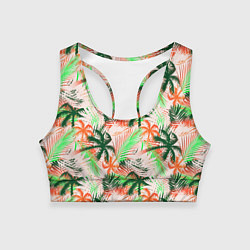 Топик спортивный женский Palm green pink, цвет: 3D-принт