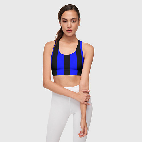 Женский спортивный топ Color blue black stripes / 3D-принт – фото 3