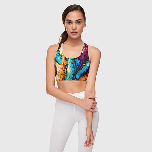 Женский спортивный топ Разноцветный узор / 3D-принт – фото 3
