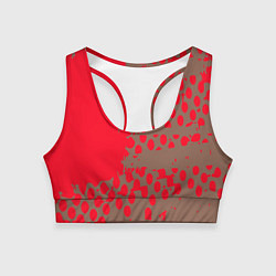 Топик спортивный женский Абстрактные алые пятна на цвете какао, цвет: 3D-принт