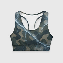 Топик спортивный женский Ледяной камуфляж, цвет: 3D-принт