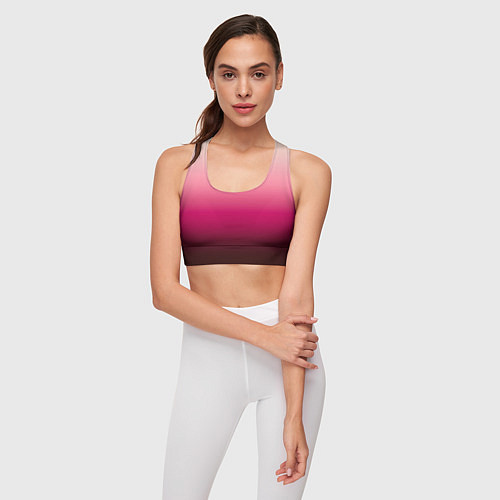 Женский спортивный топ Градиент transcendent pink омбре / 3D-принт – фото 3