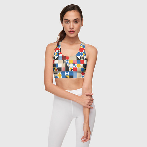 Женский спортивный топ Геометрический балаган / 3D-принт – фото 3