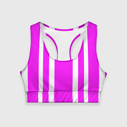 Топик спортивный женский Color white pink stripes, цвет: 3D-принт