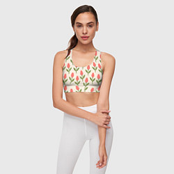 Топик спортивный женский Тюльпаны паттерн, цвет: 3D-принт — фото 2