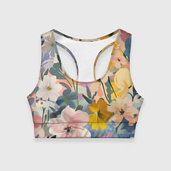 Женский спортивный топ Цветы цветочки