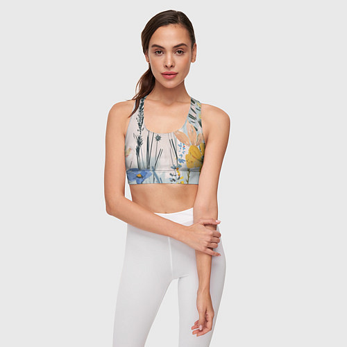 Женский спортивный топ Цветы полевые / 3D-принт – фото 3