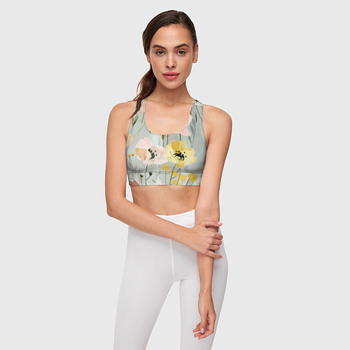 Женский спортивный топ Цветы и цветочки / 3D-принт – фото 3