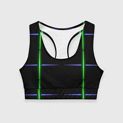 Женский спортивный топ Color black green purple stripes