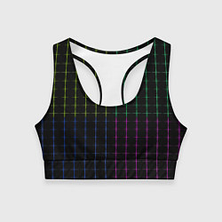 Топик спортивный женский Color black multicolored stripes, цвет: 3D-принт