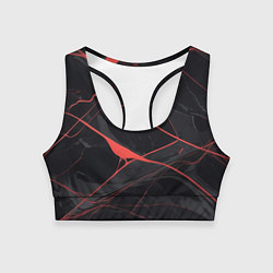 Топик спортивный женский Текстура мрамора с красными полосками, цвет: 3D-принт
