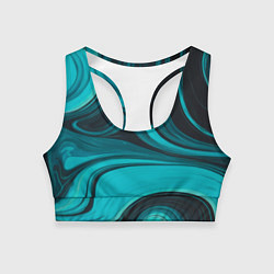 Топик спортивный женский Мраморный малахитовый узор из изумрудных разводов, цвет: 3D-принт