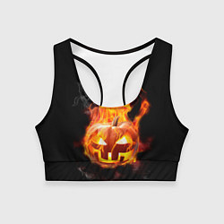 Топик спортивный женский Горящая тыква джек, цвет: 3D-принт