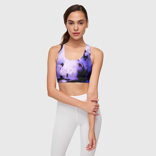 Женский спортивный топ Взрывной индиго светлый / 3D-принт – фото 3