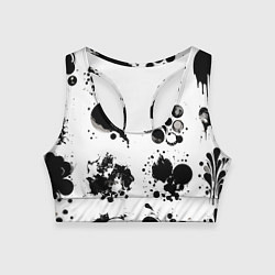 Женский спортивный топ Чёрно-белые кляксы - абстракция