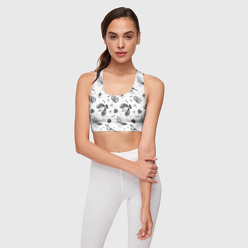 Женский спортивный топ Сойка в Бузулукском бору / 3D-принт – фото 3