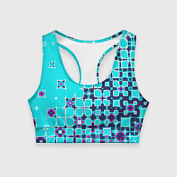 Топик спортивный женский Геометрическая метаморфоза на бирюзе, цвет: 3D-принт