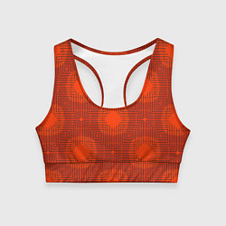 Топик спортивный женский Красные ромбы на решетке из линий, цвет: 3D-принт