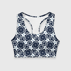 Женский спортивный топ Звезды и ромбы на синем