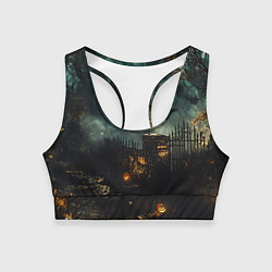 Топик спортивный женский Ночь тыкв и теней, цвет: 3D-принт