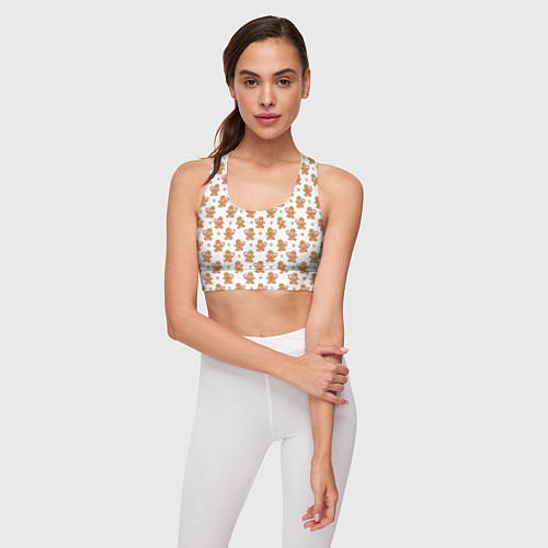 Женский спортивный топ Имбирные человечки и карамельные трости / 3D-принт – фото 3