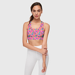 Топик спортивный женский Разноцветный цветочный узор ретро, цвет: 3D-принт — фото 2