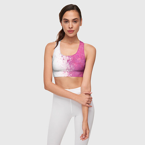 Женский спортивный топ Белый и розовый / 3D-принт – фото 3
