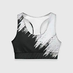 Топик спортивный женский Черно-белый разрыв, цвет: 3D-принт