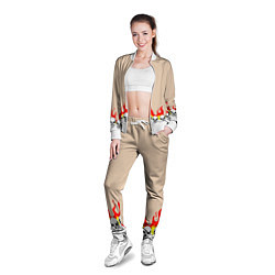 Олимпийка женская Черепа в Огне Бежевый, цвет: 3D-белый — фото 2